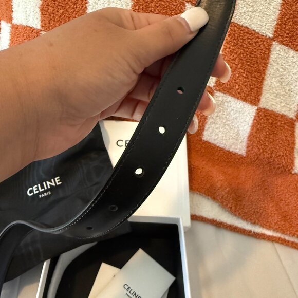 Celine Medium Triomphe Belt in Leather, Black - Size EU 95 ( US 8/10) - Picture 6 of 11
